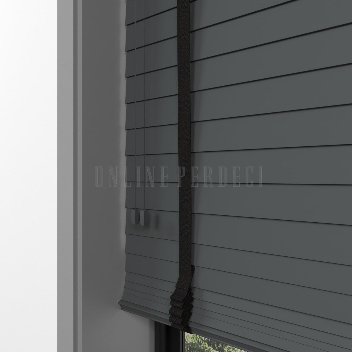 50 MM Ormanis Antrasit Ahşap Jaluzi