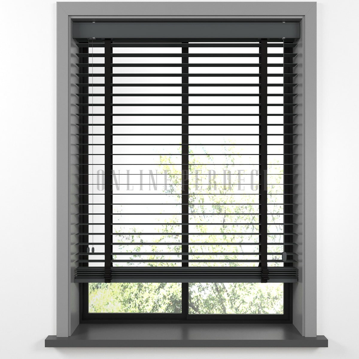 50 MM Ormanis Antrasit Ahşap Jaluzi