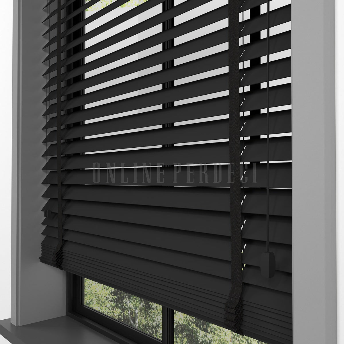50 MM Ormanis Siyah Ahşap Jaluzi
