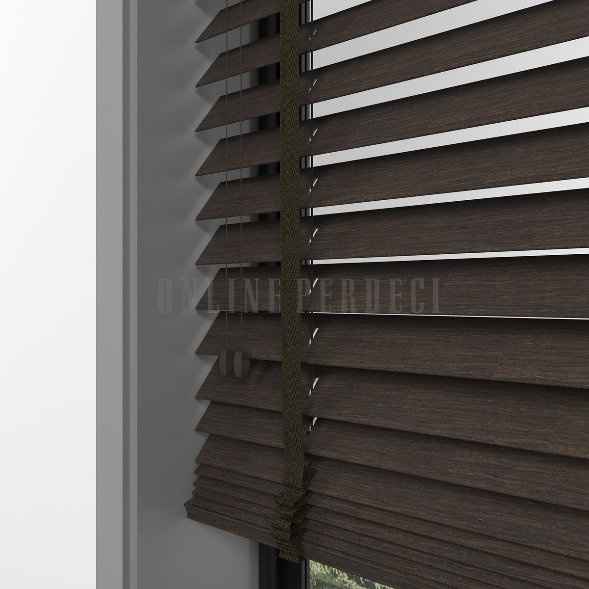 50 MM Prestia WOOD Brown Ahşap Jaluzi