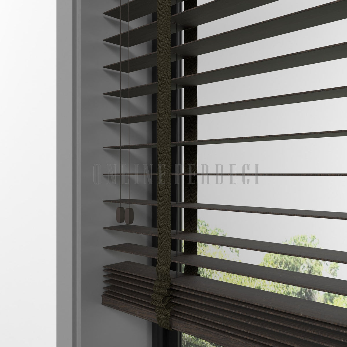 50 MM Prestia WOOD Brown Ahşap Jaluzi
