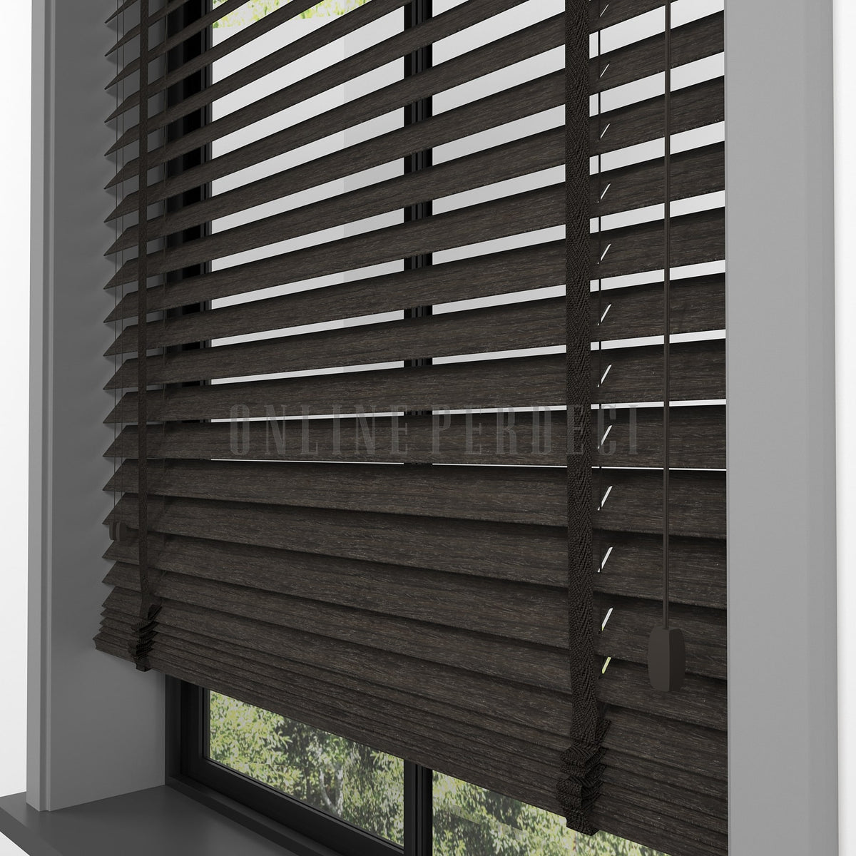 50 MM Prestia WOOD Mocha Ahşap Jaluzi