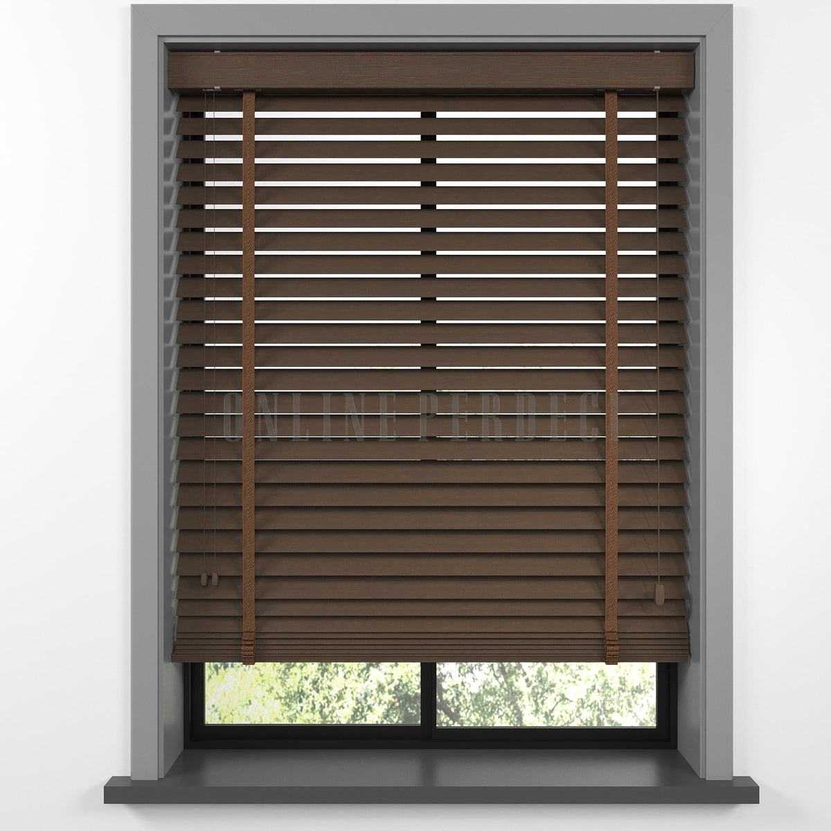 50 MM Sinova Chestnut Ahşap Jaluzi