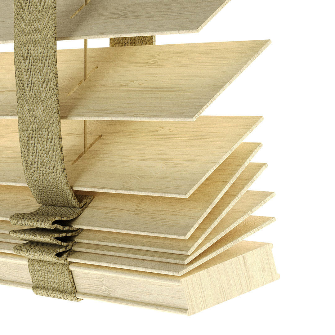 50 MM BAMBU Açık Meşe Ahşap Jaluzi