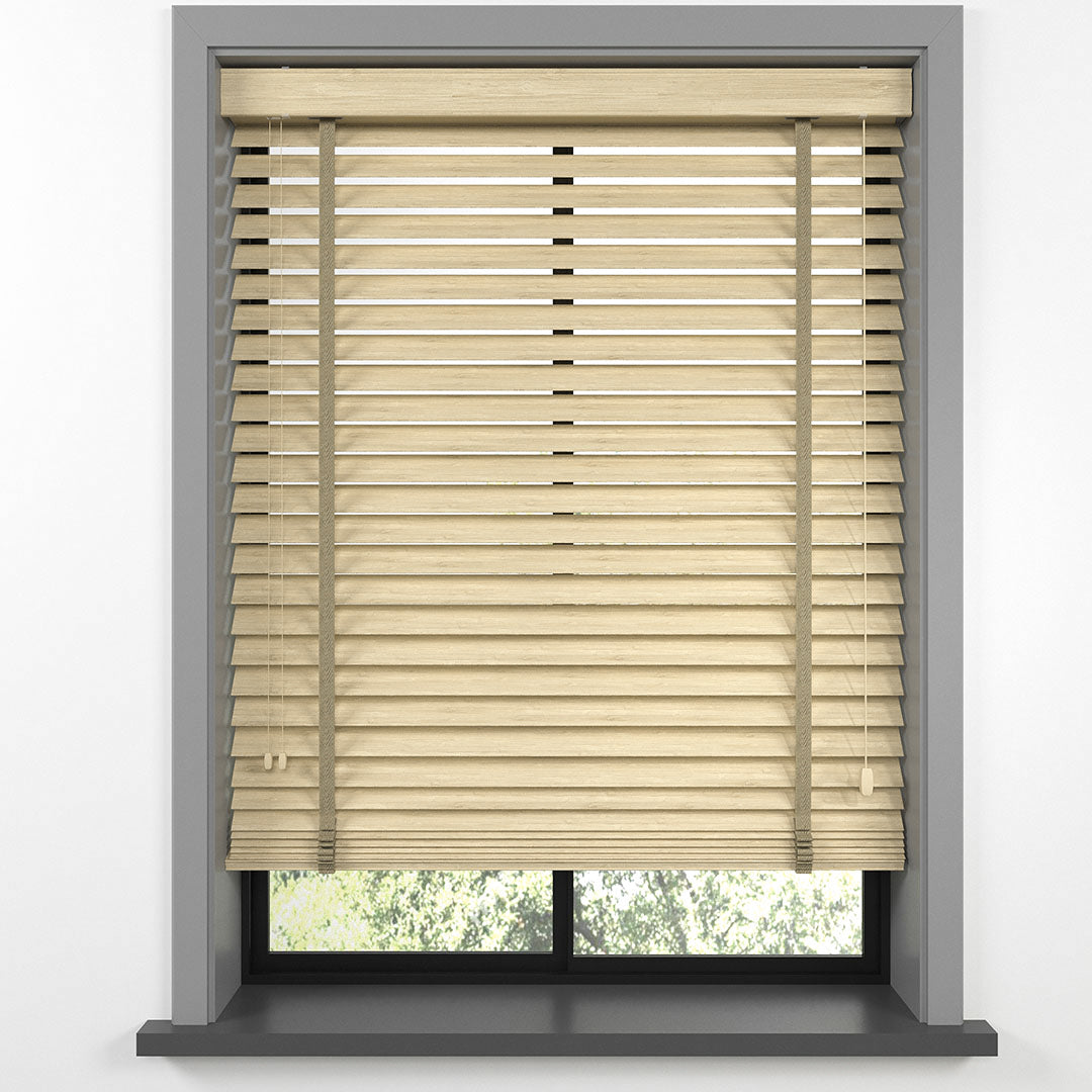 50 MM BAMBU Açık Meşe Ahşap Jaluzi