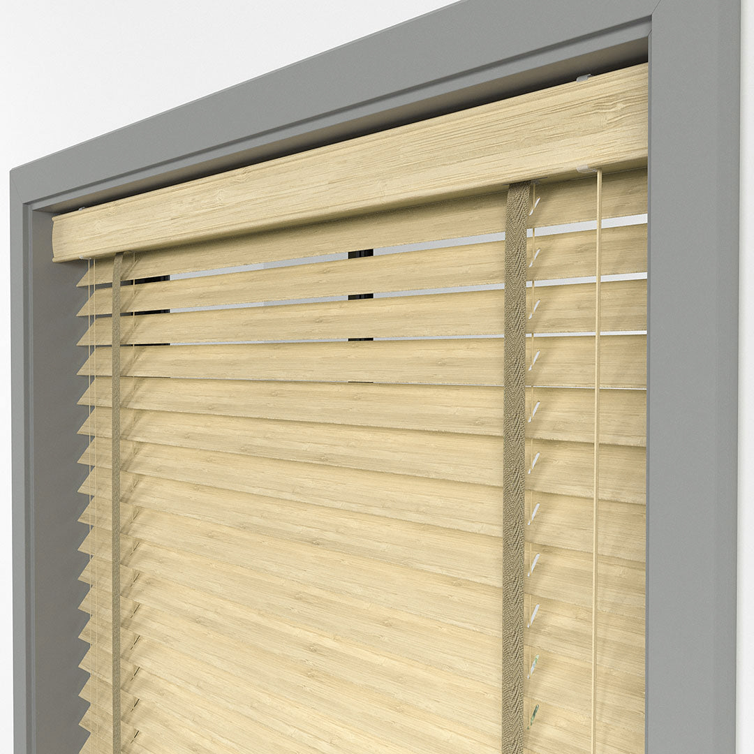 50 MM BAMBU Açık Meşe Ahşap Jaluzi