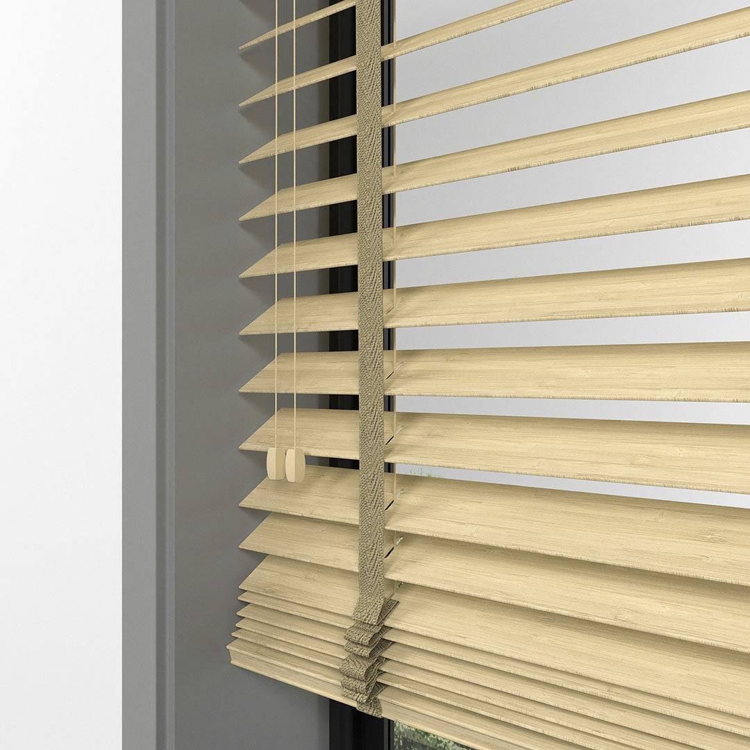 50 MM BAMBU Açık Meşe Ahşap Jaluzi