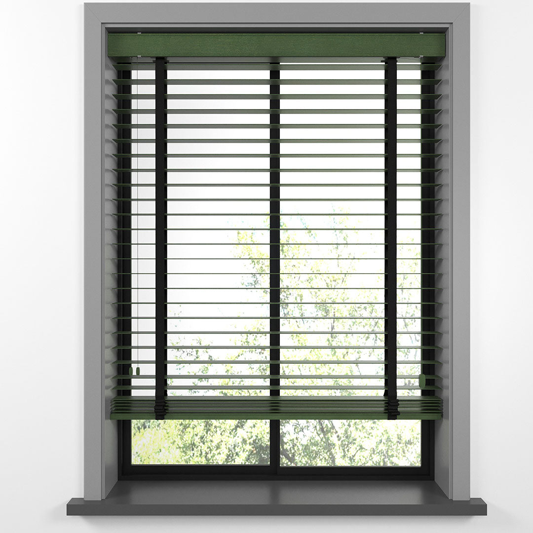 50 MM BASSWOOD Yeşil Ahşap Jaluzi
