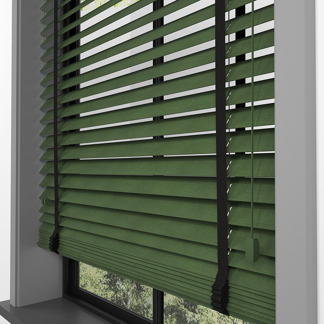 50 MM BASSWOOD Yeşil Ahşap Jaluzi