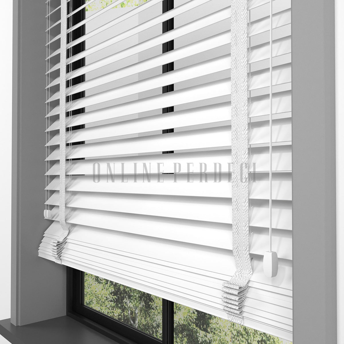 63 MM Lindera Beyaz Ahşap Jaluzi