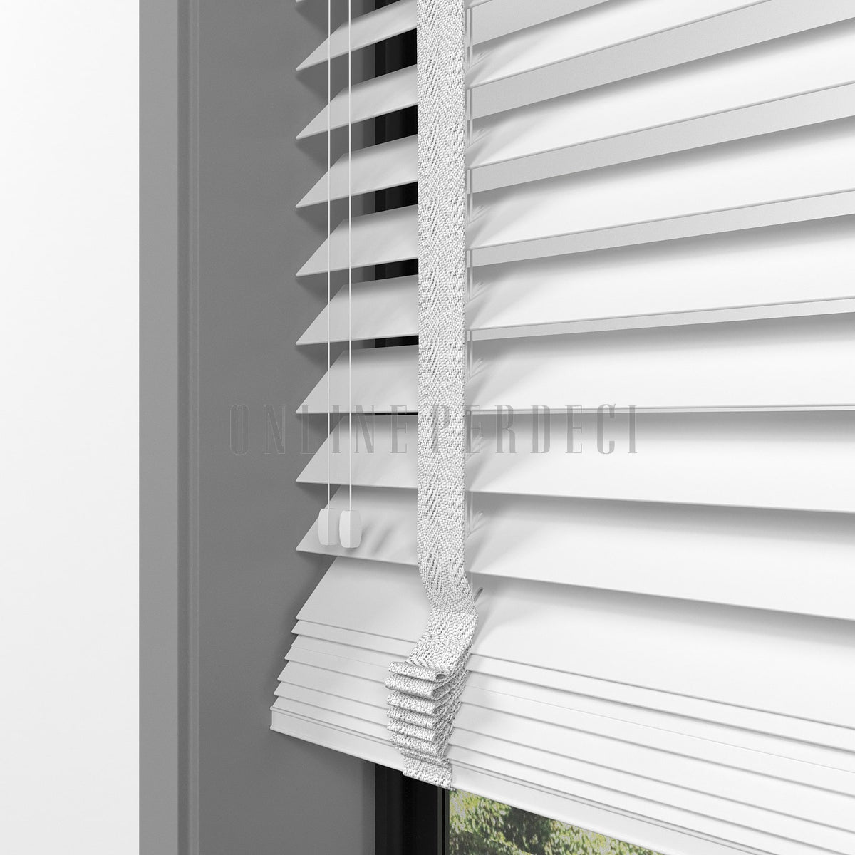 63 MM Lindera Beyaz Ahşap Jaluzi