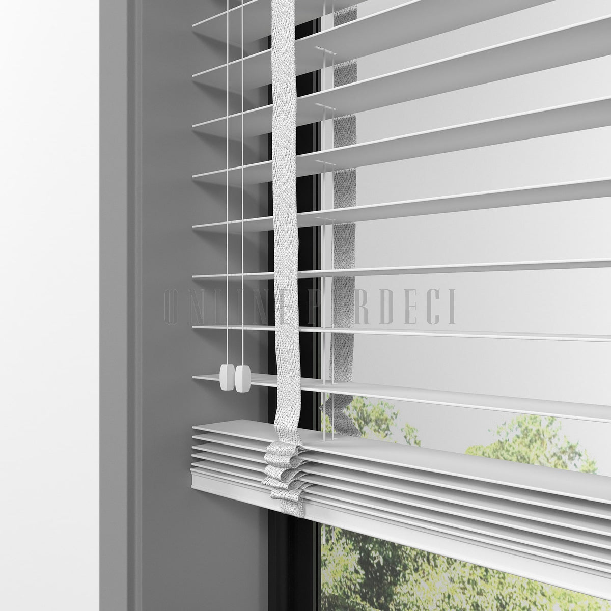 63 MM Lindera Beyaz Ahşap Jaluzi