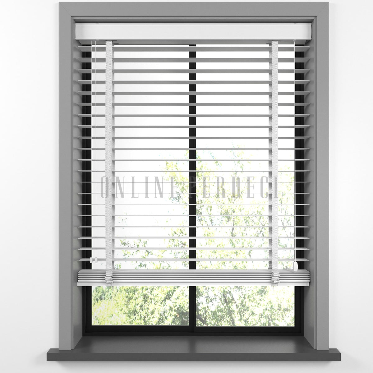 63 MM Lindera Beyaz Ahşap Jaluzi