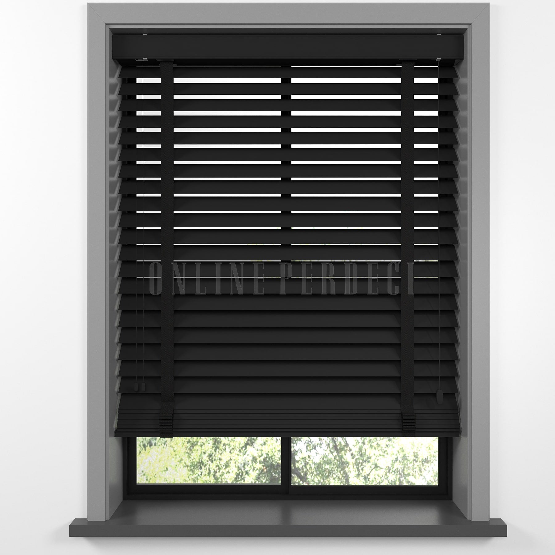 63 MM Lindera Black Ahşap Jaluzi