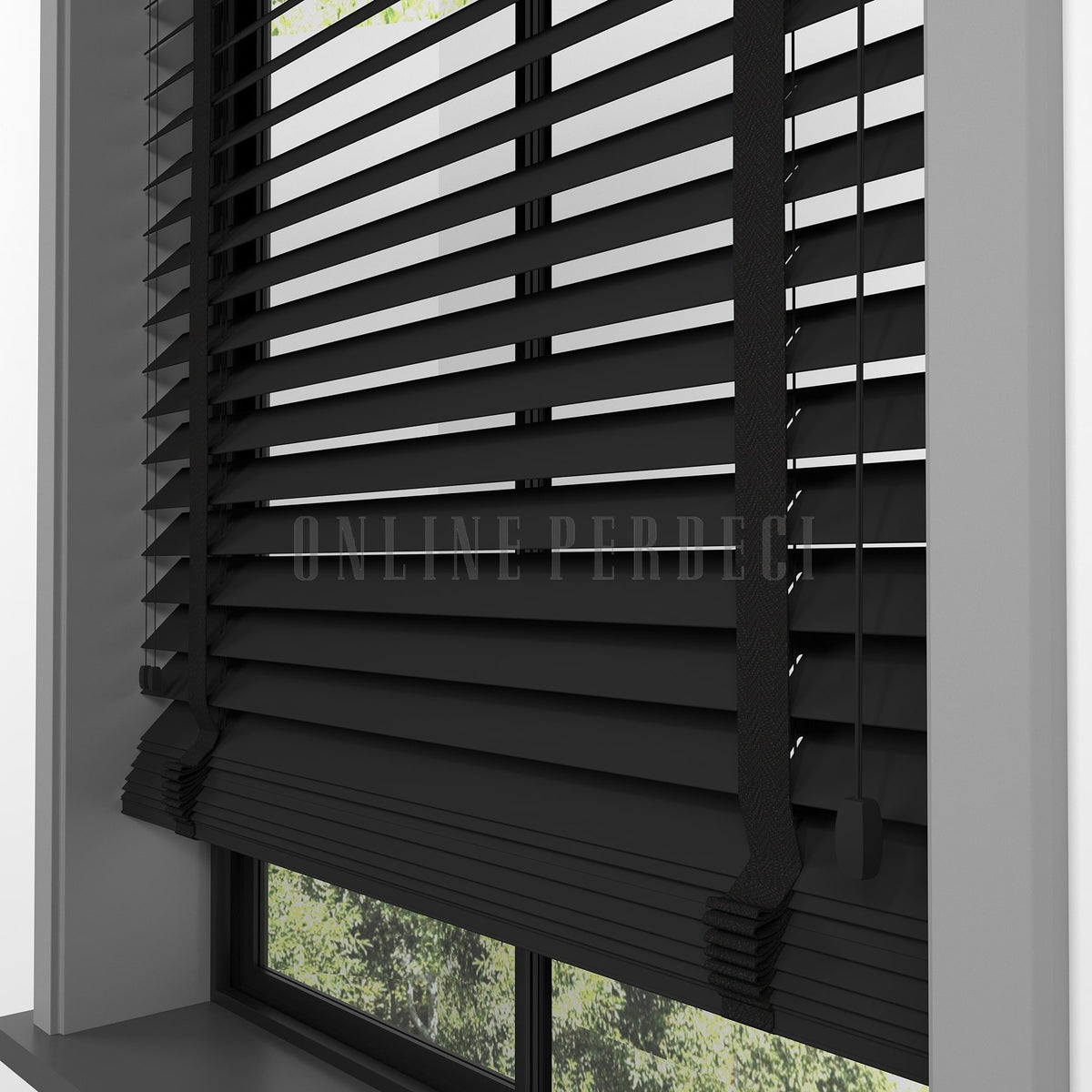 63 MM Lindera Black Ahşap Jaluzi