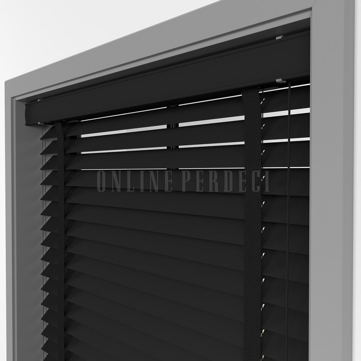 63 MM Lindera Black Ahşap Jaluzi