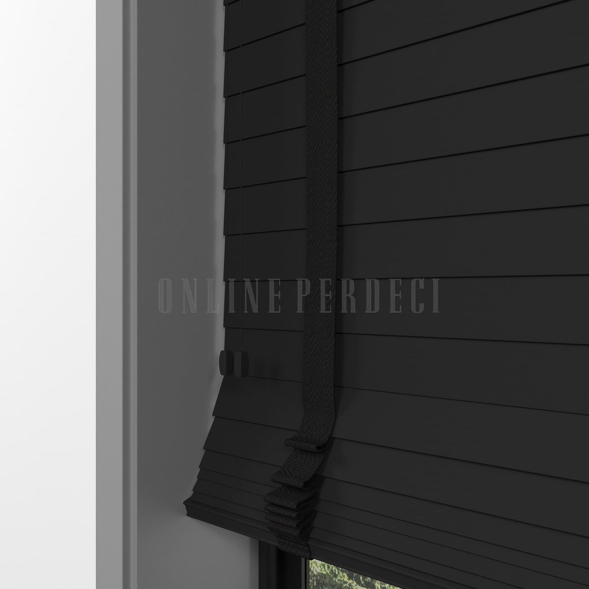 63 MM Lindera Black Ahşap Jaluzi