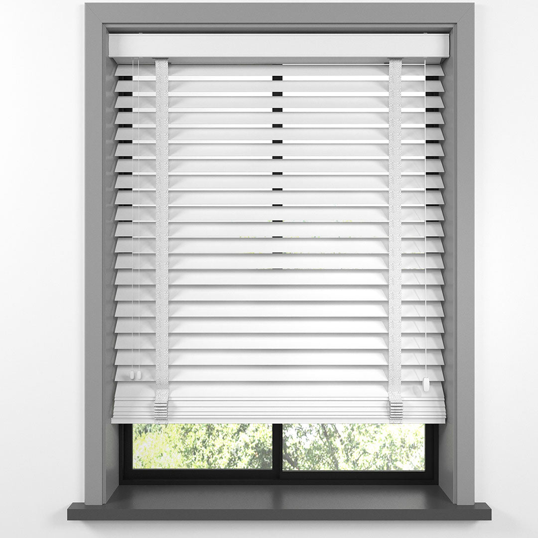 63 MM Ihlamur Ağacı Beyaz Ahşap Jaluzi