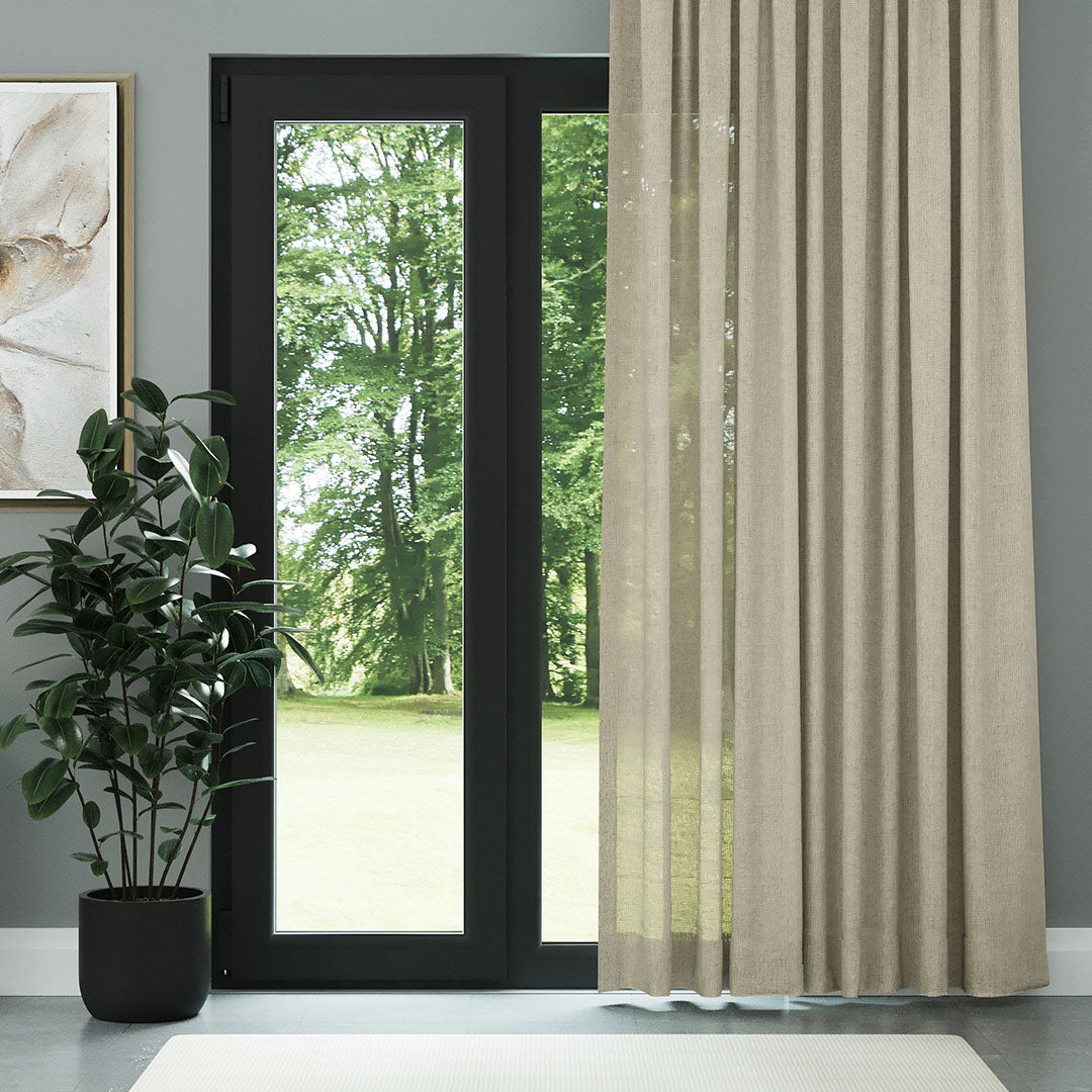 Açık Bej Parlak Düz Dokulu Tül Perde | Jasper