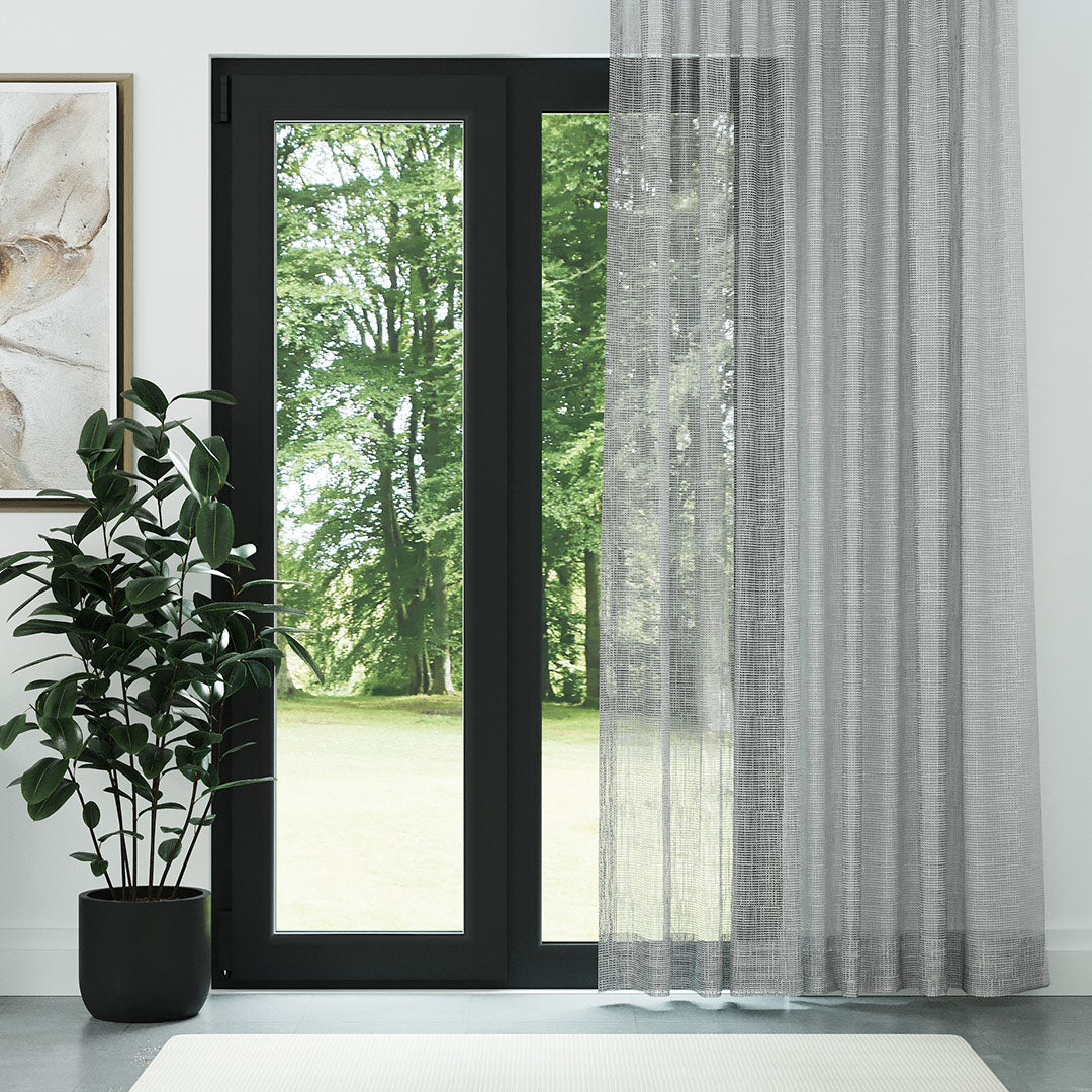 Açık Gri Dosya Zemin Kalın Keten Efekli Düz Tül Perde | Minolar