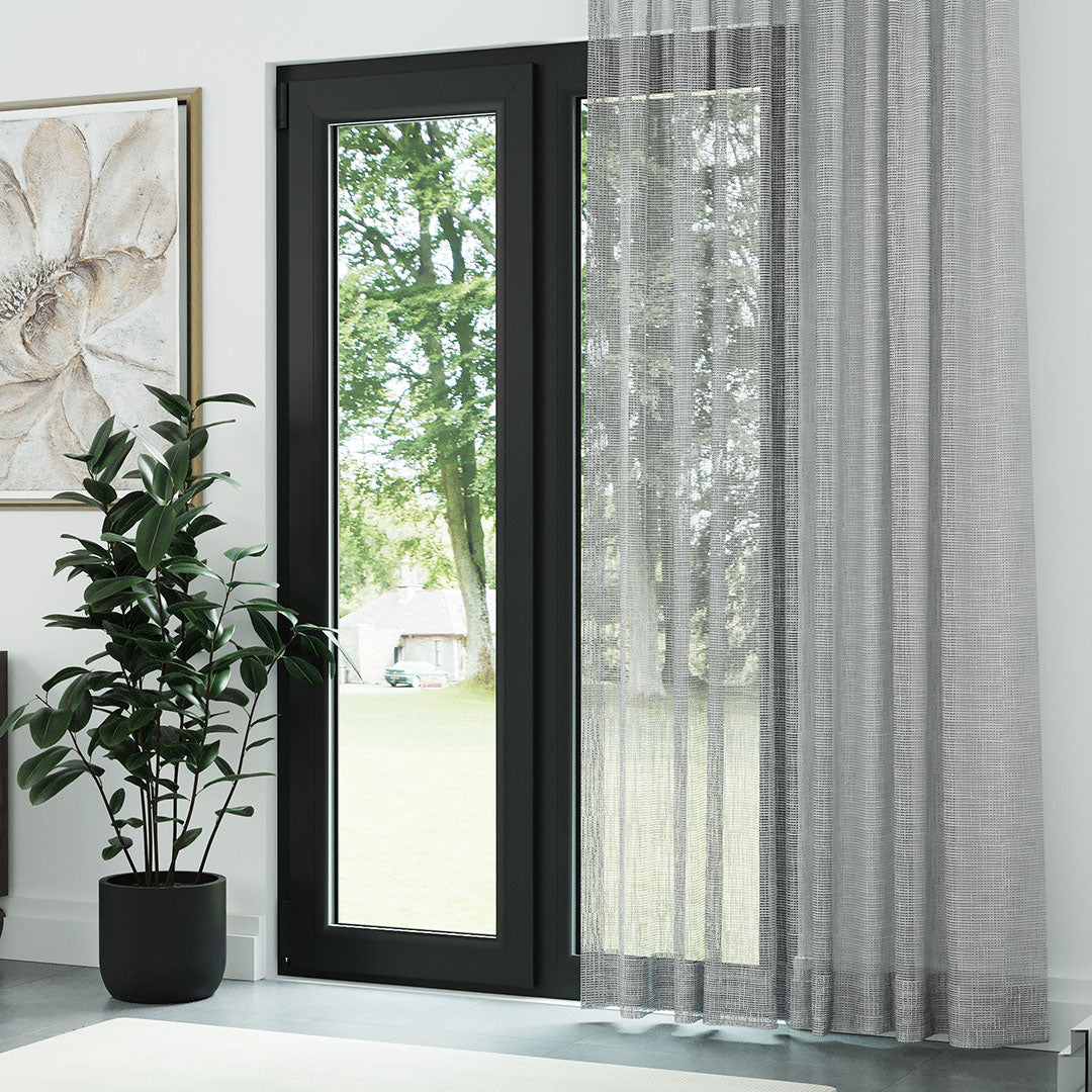 Açık Gri Dosya Zemin Kalın Keten Efekli Düz Tül Perde | Minolar