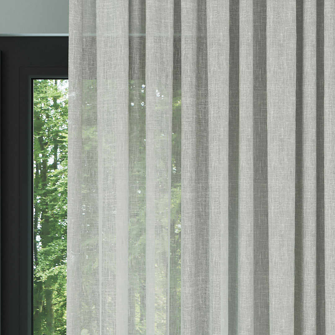 Açık Gri Katlı Keten Düz Tül Perde | Mistra