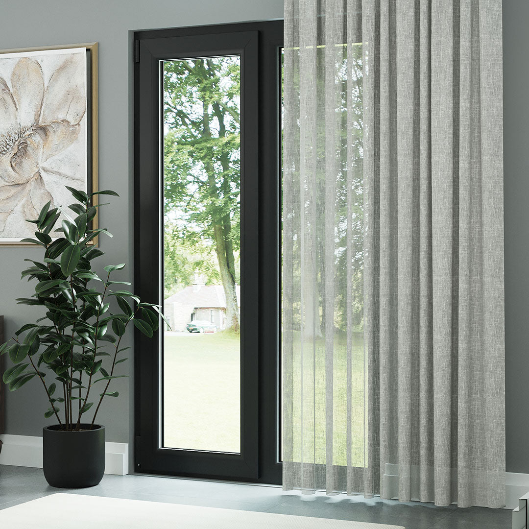 Açık Gri Katlı Keten Düz Tül Perde | Mistra