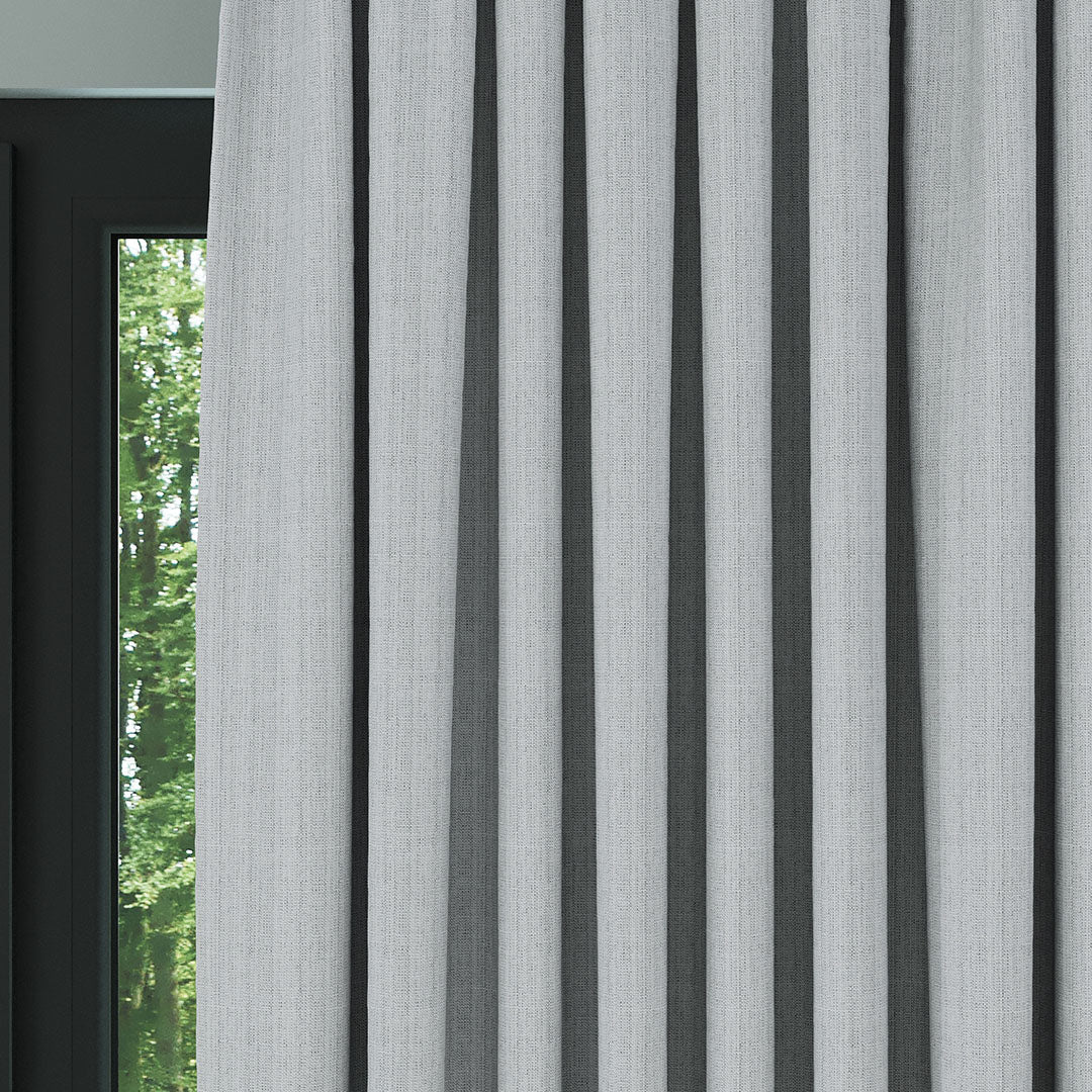 Açık Gri Keten Desen Efekli Dökümlü Fon Perde | Ezri