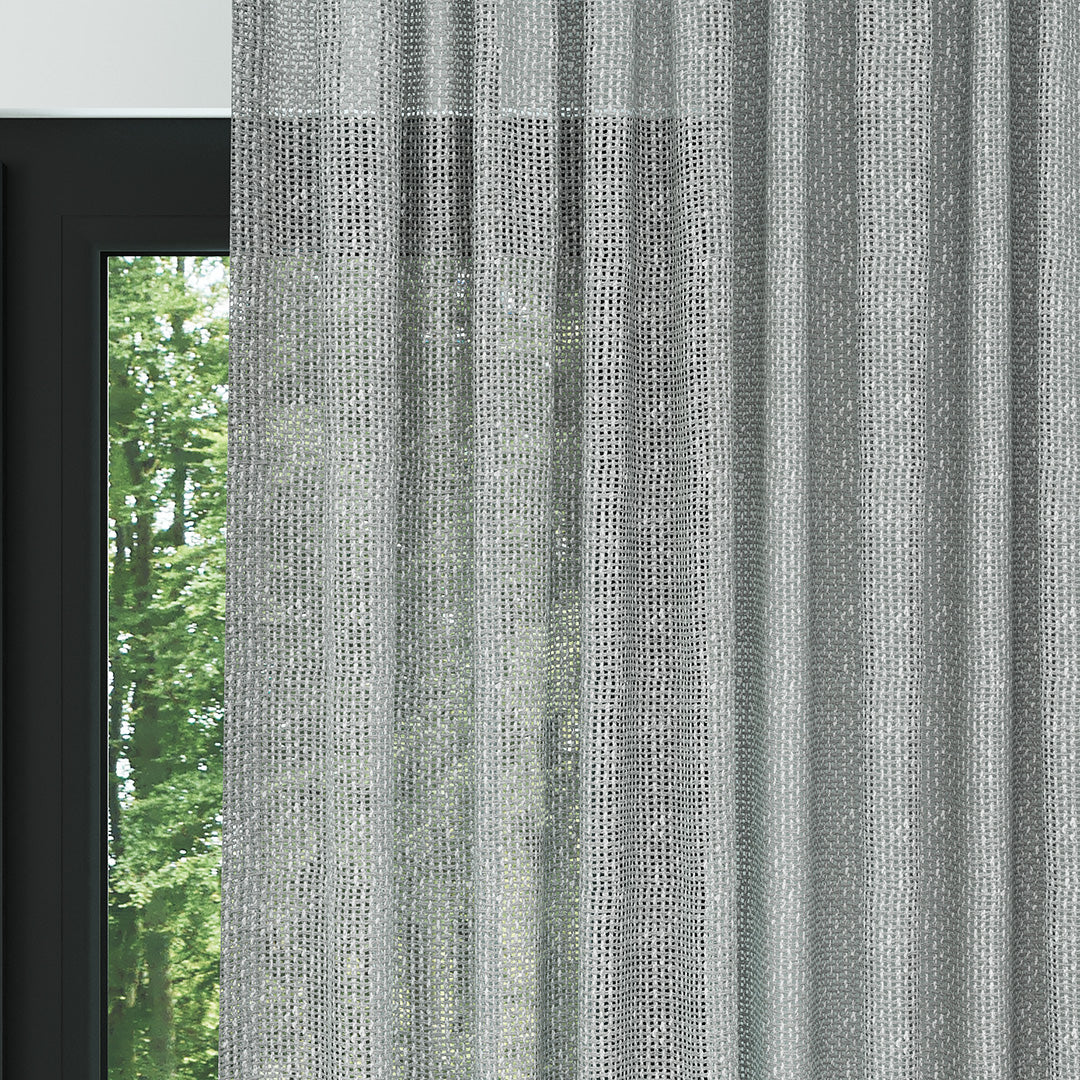 Açık Gri Modern Kalın Hasır Dekoratif File Düz Tül Perde | Sway
