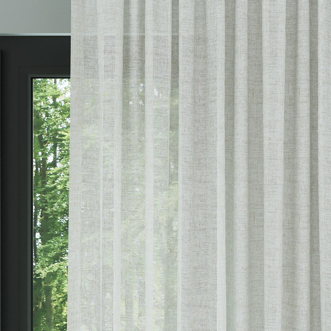Açık Gri Doğal Efekt İplikli Keten Düz Tül Perde | Lyall