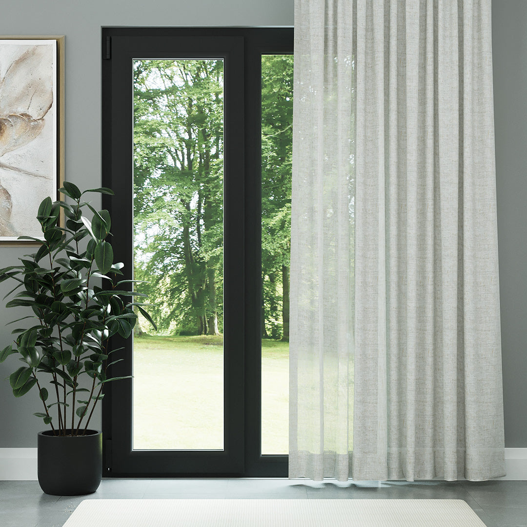 Açık Gri Doğal Efekt İplikli Keten Düz Tül Perde | Lyall