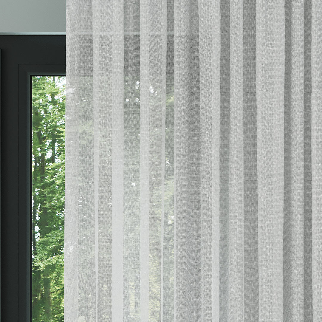 Açık Gri Petek Desenli Keten Düz Tül Perde | Leona