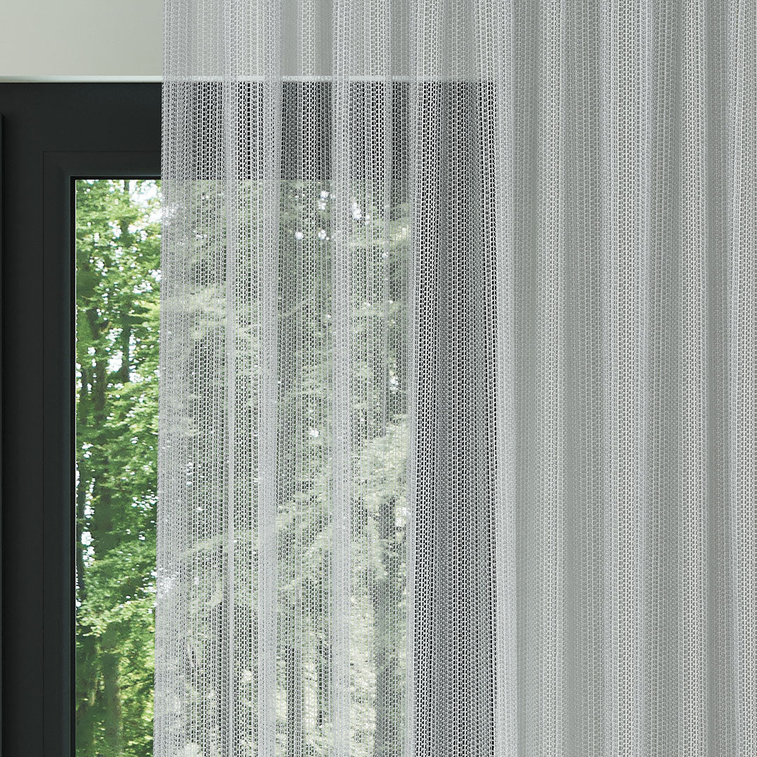 Açık Gri Trend Kare Dosyası Örme Düz Tül Perde | Alacakaranlık