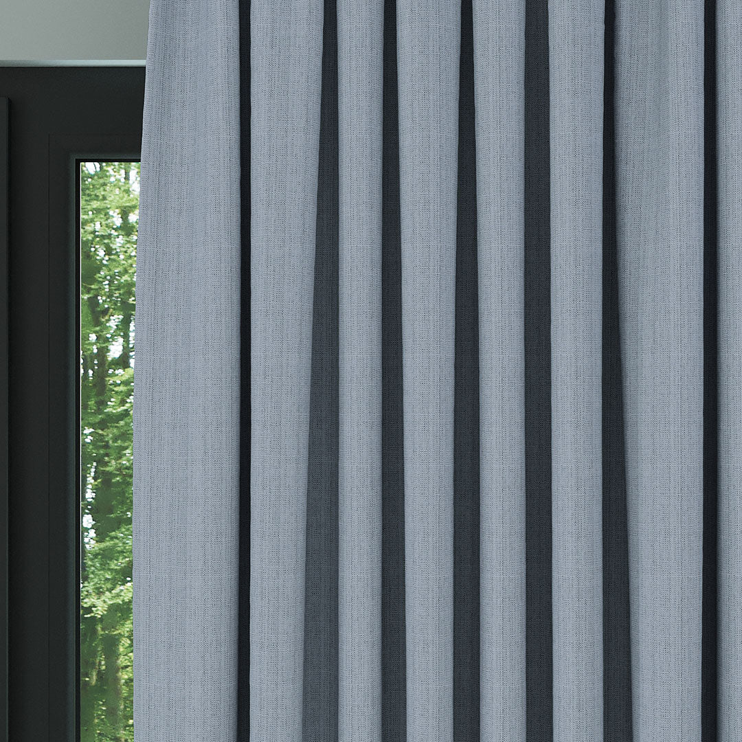 Açık Mavi Keten Desen Efekli Dökümlü Fon Perde | Ezri