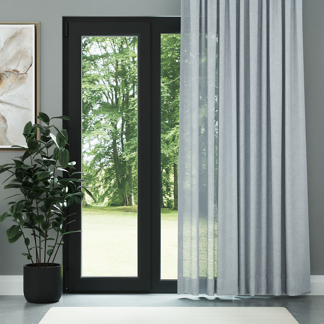 Açık Mavi Parlak Düz Dokulu Tül Perde | Jasper