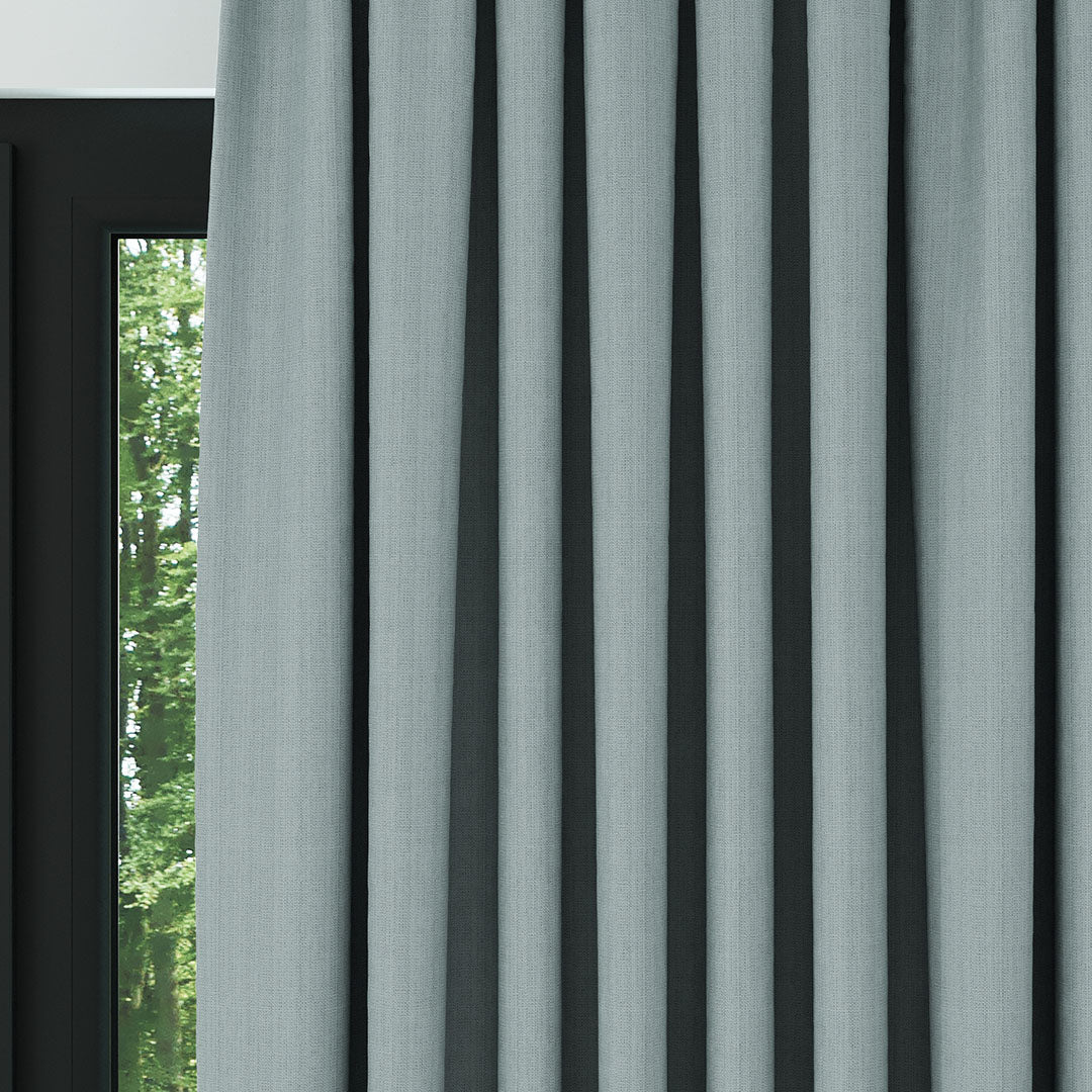 Açık Turkuaz Keten Desen Efekli Dökümlü Fon Perde | Ezri