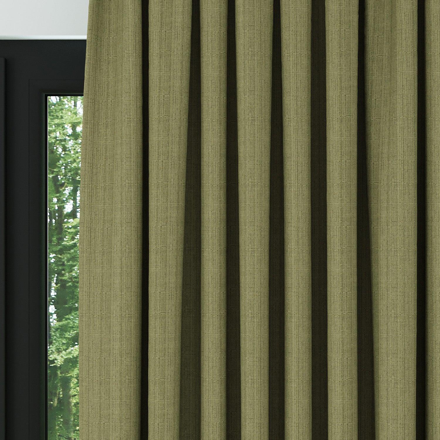 Açık Yeşil Keten Desen Efekli Dökümlü Fon Perde | Ezri