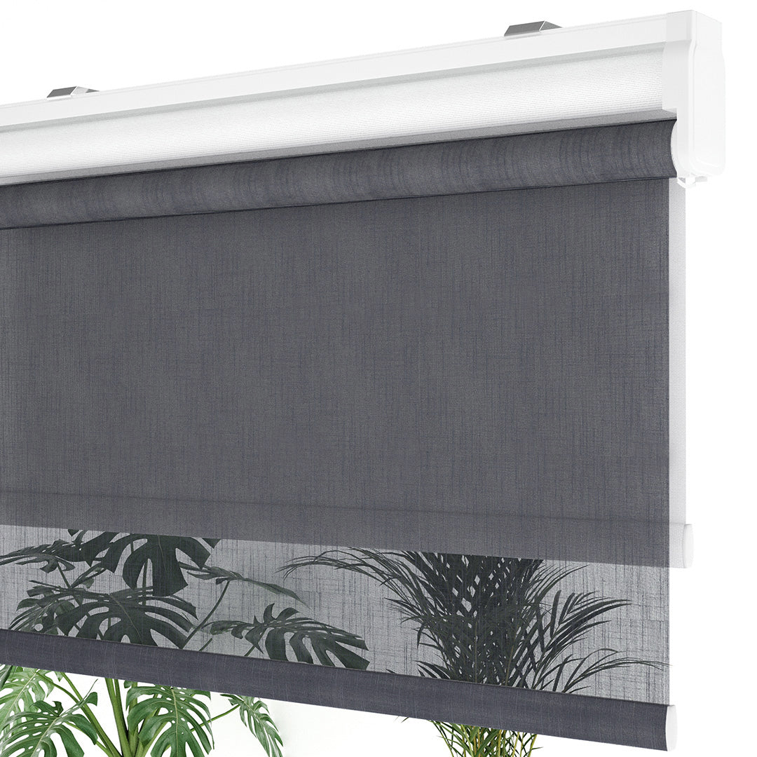 Antrasit Desenli Çiftli Stor Perde | çiçek aç