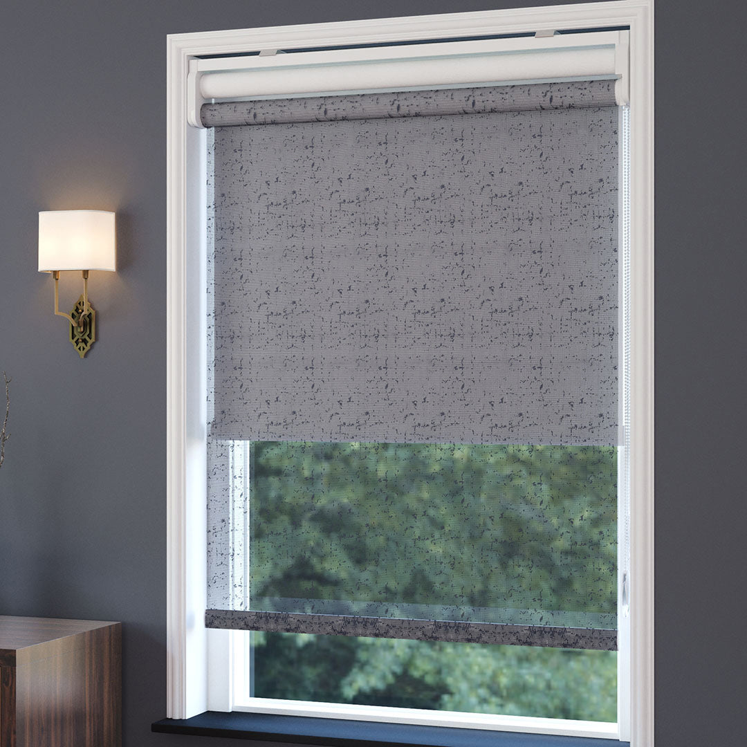 Antrasit Desenli Çiftli Stor Perde | Octavia