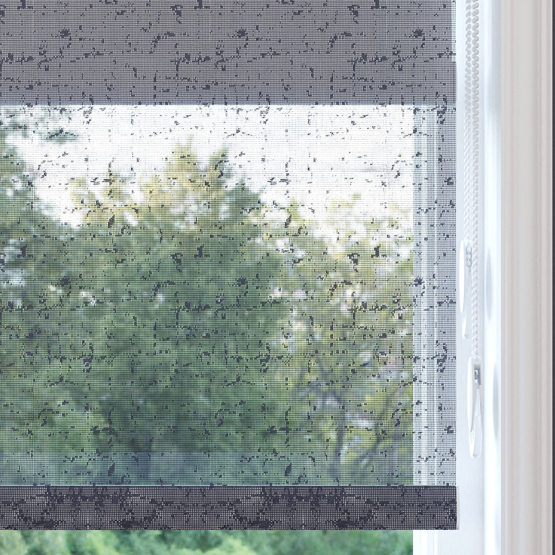 Antrasit Desenli Çiftli Stor Perde | Octavia