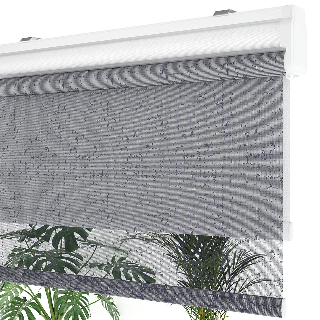 Antrasit Desenli Çiftli Stor Perde | Octavia