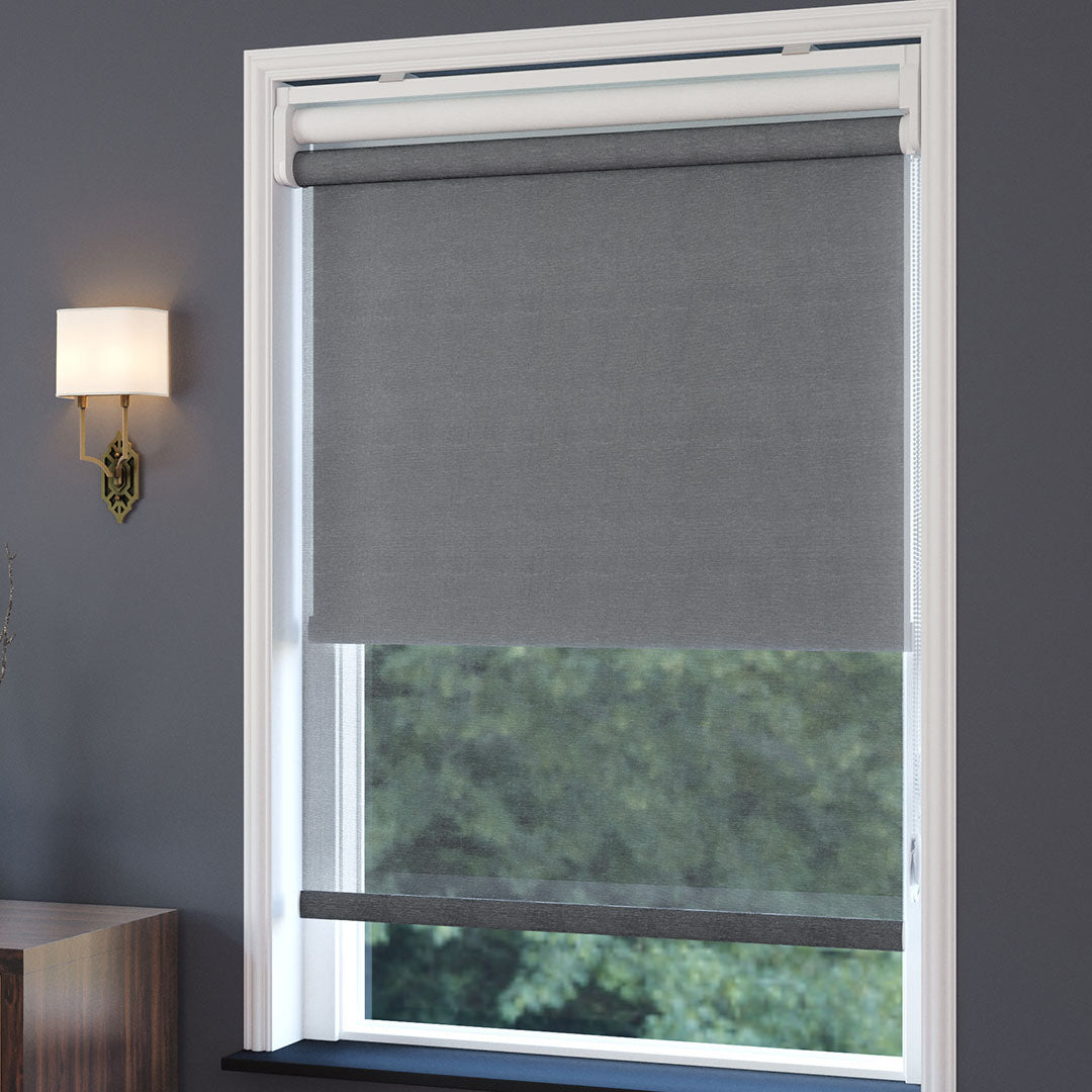 Antrasit Düz Çiftli Stor Perde | Saphira