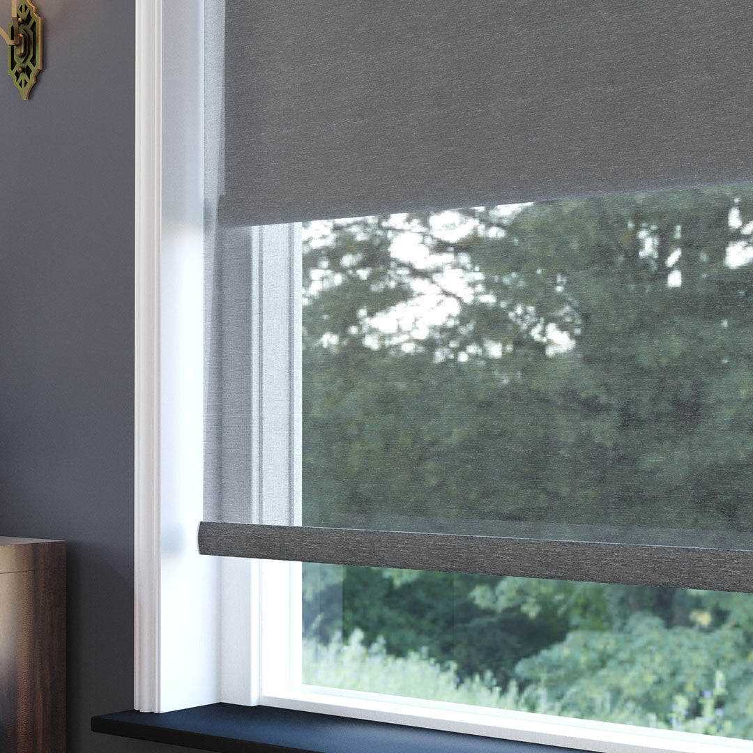 Antrasit Düz Çiftli Stor Perde | Saphira