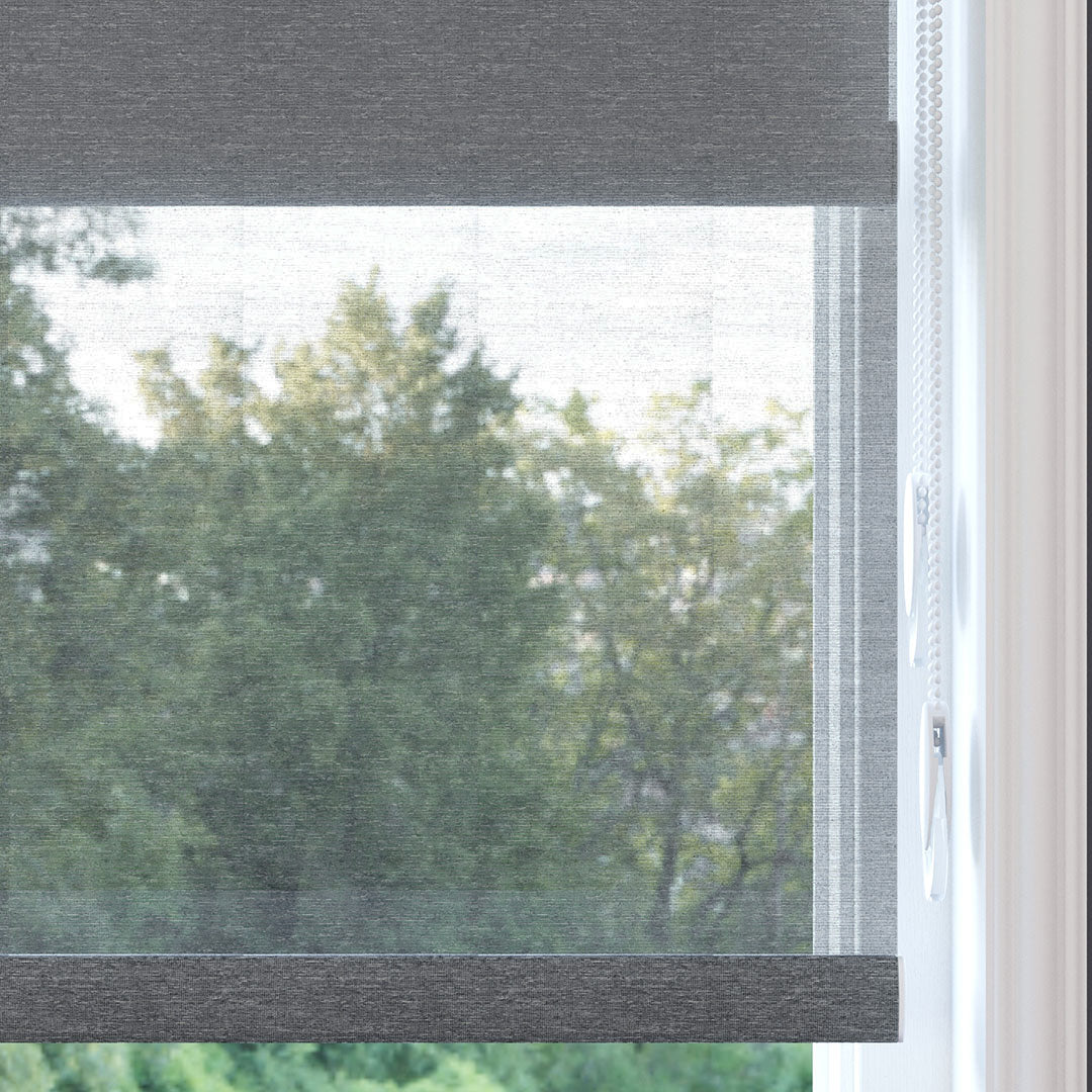 Antrasit Düz Çiftli Stor Perde | Saphira