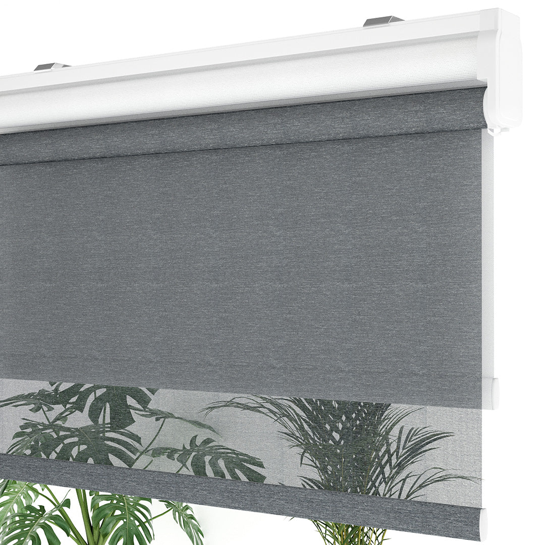 Antrasit Düz Çiftli Stor Perde | Saphira