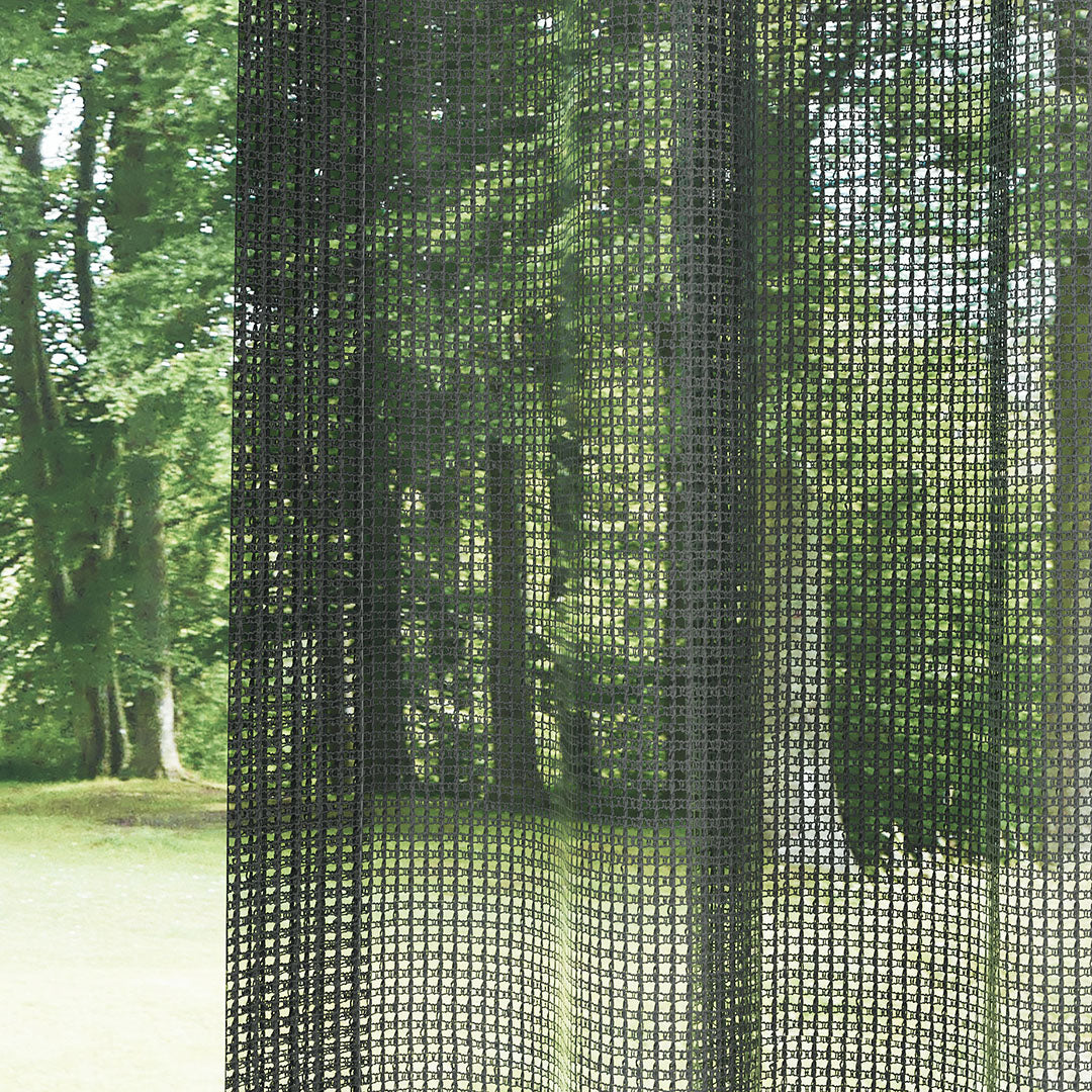 Antrasit Örme Dosyası Kare Zemin Düz Tül Perde | Inessa