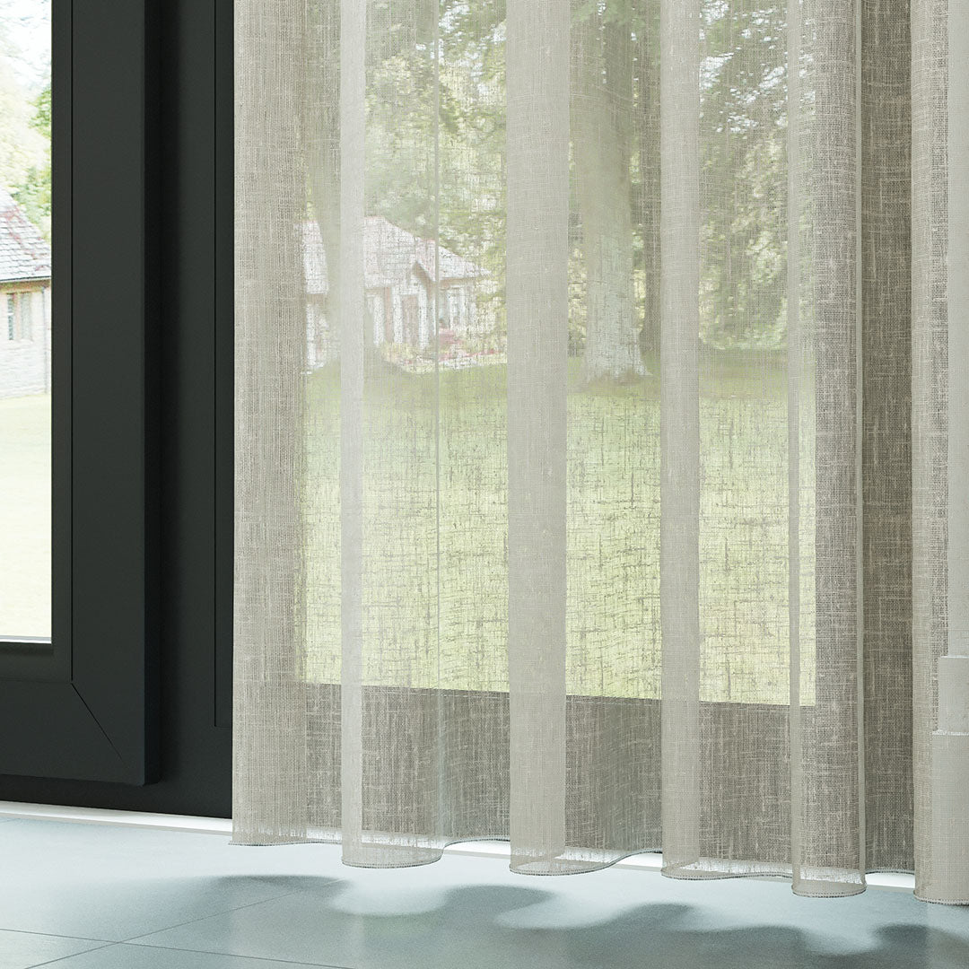 Bej Katlamalı Keten Düz Tül Perde | Mistra