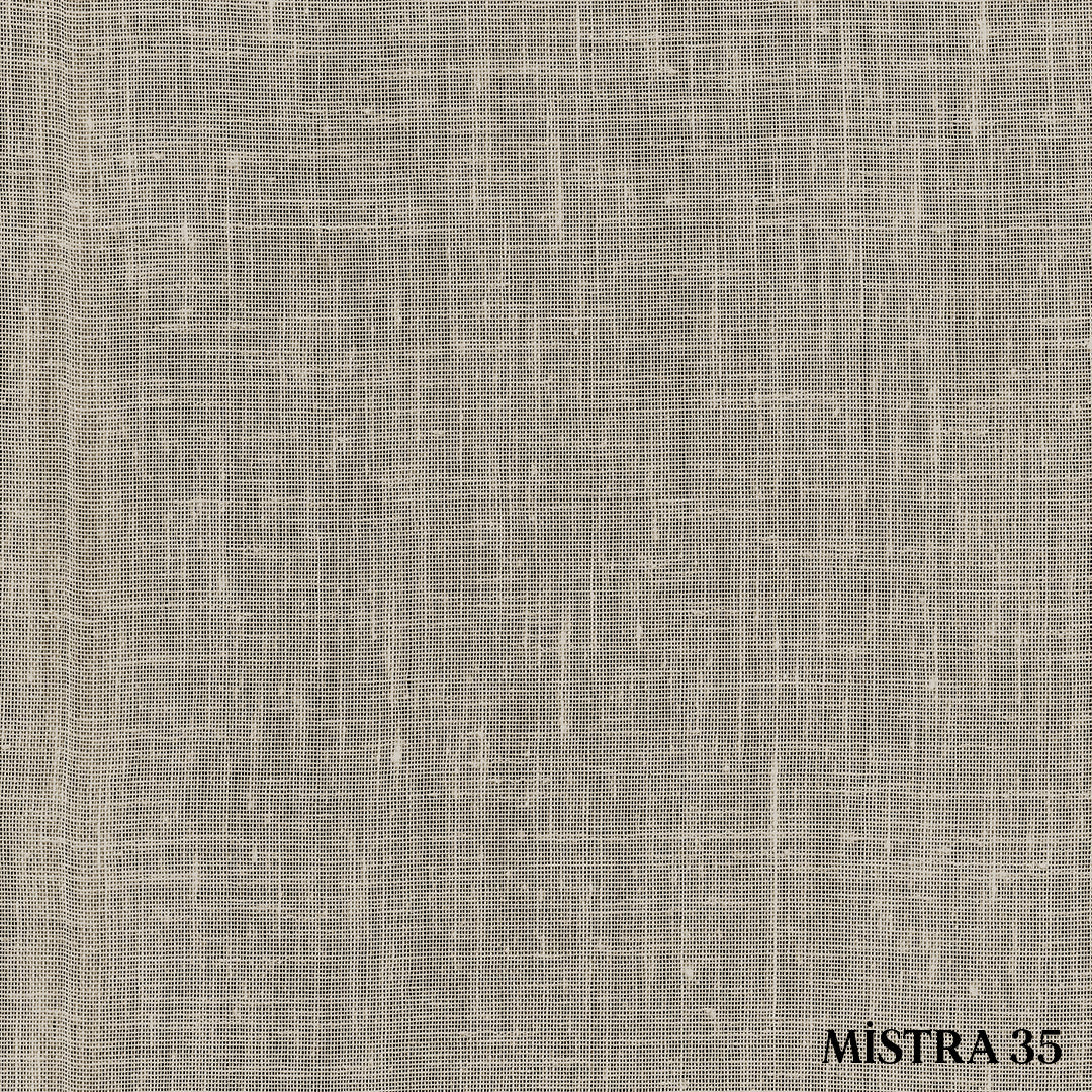 Bej Katlamalı Keten Düz Tül Perde | Mistra