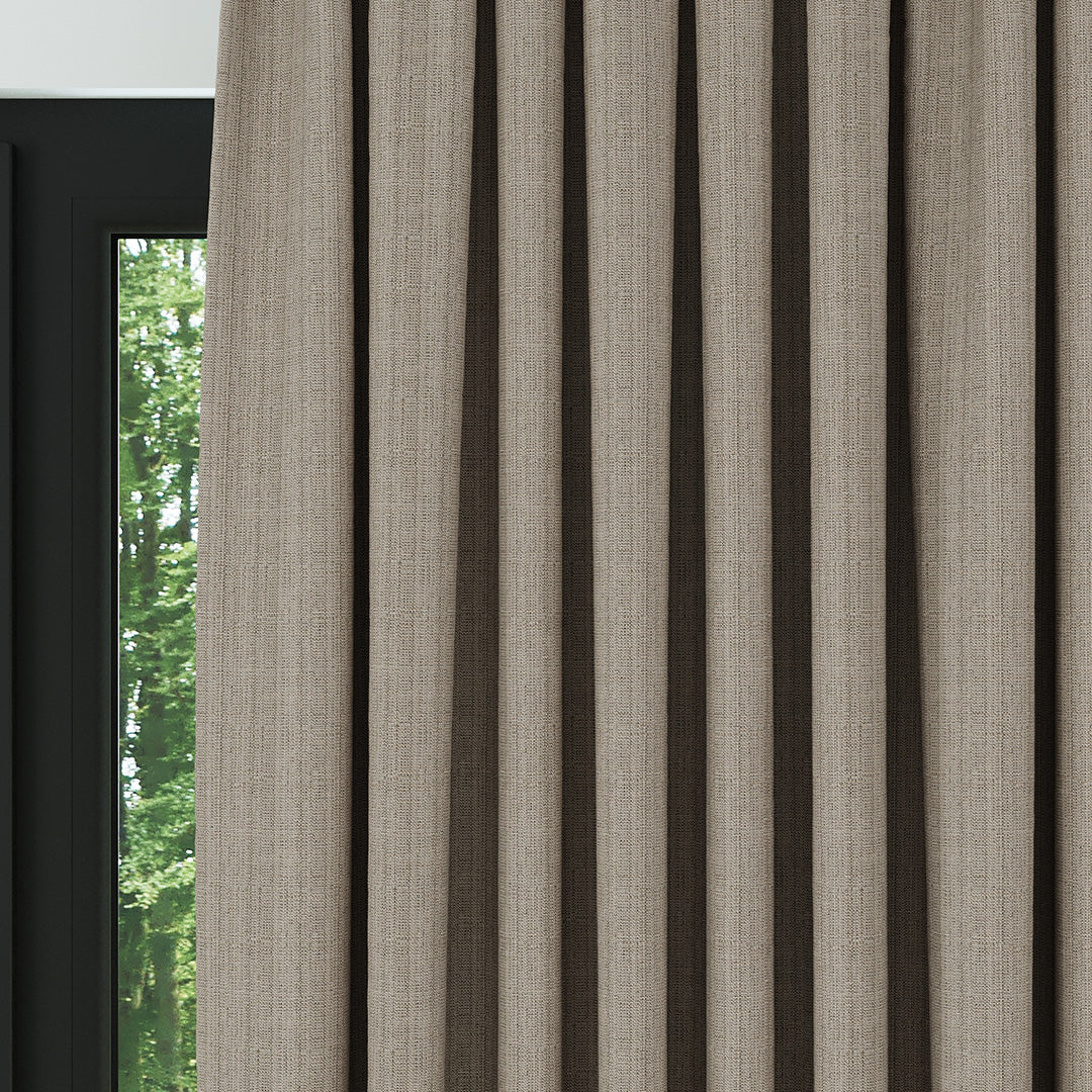 Bej Keten Desen Efekli Dökümlü Fon Perde | Ezri