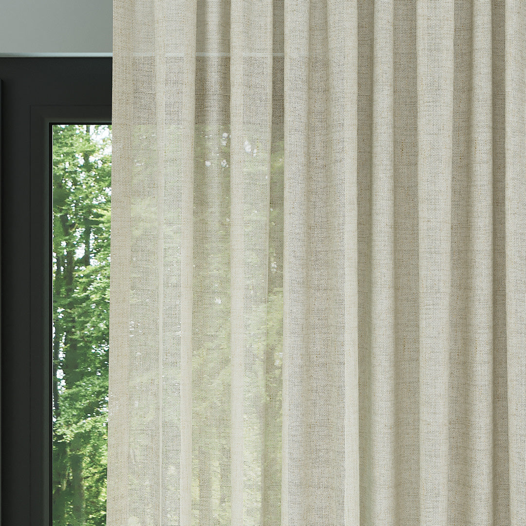 Bej Doğal Efekt İplikli Keten Düz Tül Perde | Lyall